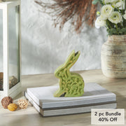 Bunny Hop Wooden Sitting Bunny In Green 6.75x5x1.5 (2PC Bundle)