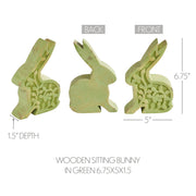 Bunny Hop Wooden Sitting Bunny In Green 6.75x5x1.5 (2PC Bundle)