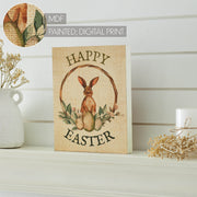 Spring In Bloom Happy Easter Bunny & Eggs In WreathWall Sign 10x8x1 (2PC Bundle)