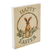 Spring In Bloom Happy Easter Bunny & Eggs In WreathWall Sign 10x8x1 (2PC Bundle)