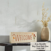 Spring In Bloom Welcome w/ Butterfly & BeeWall Sign 4x12x1 (2PC Bundle)