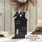 Spring In Bloom Wooden Prim House w/ Bird On Roof 14x9x2 (2PC Bundle)