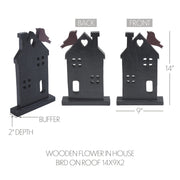 Spring In Bloom Wooden Prim House w/ Bird On Roof 14x9x2 (2PC Bundle)