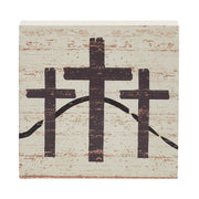Celebrate Grace 3 Crosses Distressed Antique WhiteBlock Sign 6x6x1 (2PC Bundle)
