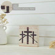 Celebrate Grace 3 Crosses Distressed Antique WhiteBlock Sign 6x6x1 (2PC Bundle)