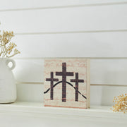 Celebrate Grace 3 Crosses Distressed Antique WhiteBlock Sign 6x6x1 (2PC Bundle)