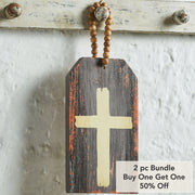 Celebrate Grace Cross w/ Beaded TwineTag Ornament 9x5x0.75 (2PC Bundle)