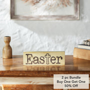 Celebrate Grace Easter w/ Cross Antique WhiteWall Sign 3x9x1 (2PC Bundle)