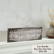 Celebrate Grace For God So Loved The World Distressed GreyWall Sign 5x15x1 (2PC Bundle)