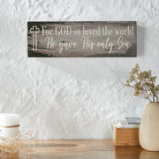 Celebrate Grace For God So Loved The World Distressed GreyWall Sign 5x15x1 (2PC Bundle)