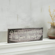 Celebrate Grace For God So Loved The World Distressed GreyWall Sign 5x15x1 (2PC Bundle)