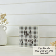 Celebrate Grace Got Jesus Grey CheckBlock Sign 6x6x1 (2PC Bundle)