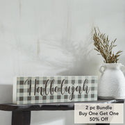 Celebrate Grace Hallelujah Grey CheckWall Sign 4x15x1 (2PC Bundle)