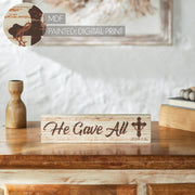 Celebrate Grace He Gave All w/ Crown Of Thorn On CrossWall Sign 2.75x11x0.75 (2PC Bundle)