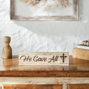 Celebrate Grace He Gave All w/ Crown Of Thorn On CrossWall Sign 2.75x11x0.75 (2PC Bundle)