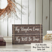 Celebrate Grace Thy Kingdom Come Distressed GreyWall Sign 9x14x1 (2PC Bundle)