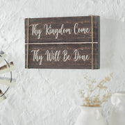 Celebrate Grace Thy Kingdom Come Distressed GreyWall Sign 9x14x1 (2PC Bundle)
