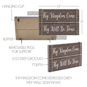 Celebrate Grace Thy Kingdom Come Distressed GreyWall Sign 9x14x1 (2PC Bundle)