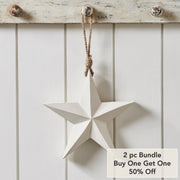 Wooden Star Ornament White 8x8x1.5 (2PC Bundle)