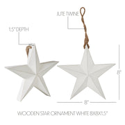 Wooden Star Ornament White 8x8x1.5 (2PC Bundle)