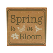 Spring In Bloom Spring Is In Bloom w/ Butterfly & BeeBlock Sign 8x8x1 (2PC Bundle)