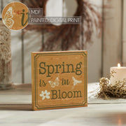 Spring In Bloom Spring Is In Bloom w/ Butterfly & BeeBlock Sign 8x8x1 (2PC Bundle)