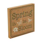 Spring In Bloom Spring Is In Bloom w/ Butterfly & BeeBlock Sign 8x8x1 (2PC Bundle)