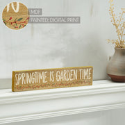 Spring In Bloom Springtime is Garden Time KhakiSign 3x14x0.75 (2PC Bundle)