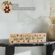 Spring In Bloom Stop And Smell The FlowersWall Sign 3x14x0.75 (2PC Bundle)