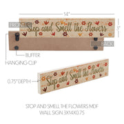 Spring In Bloom Stop And Smell The FlowersWall Sign 3x14x0.75 (2PC Bundle)
