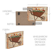 Spring In Bloom Wheelbarrow Of FlowersBlock Sign 6x8x1 (2PC Bundle)