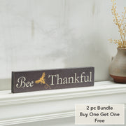 Buzzy Bees Bee Thankful GreyWall Sign 3x14x0.75 (2PC Bundle)