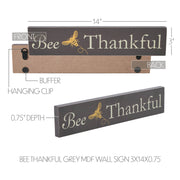 Buzzy Bees Bee Thankful GreyWall Sign 3x14x0.75 (2PC Bundle)