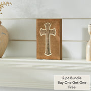 Celebrate Grace Cross On Natural BurlapWall Sign 6x4x0.75 (2PC Bundle)