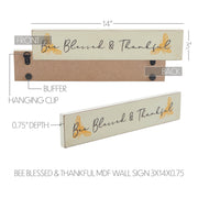 Buzzy Bees Bee Blessed & ThankfulWall Sign 3x14x0.75 (2PC Bundle)