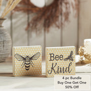 Buzzy Bees Bee KindBlock Sign 5x5x1 Set of 2 (4PC Bundle)