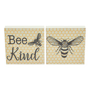 Buzzy Bees Bee KindBlock Sign 5x5x1 Set of 2 (4PC Bundle)