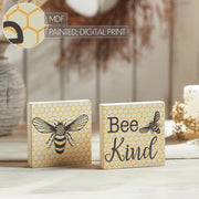 Buzzy Bees Bee KindBlock Sign 5x5x1 Set of 2 (4PC Bundle)