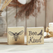 Buzzy Bees Bee KindBlock Sign 5x5x1 Set of 2 (4PC Bundle)