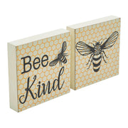 Buzzy Bees Bee KindBlock Sign 5x5x1 Set of 2 (4PC Bundle)