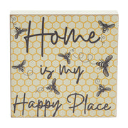 Buzzy Bees Home Is My Happy PlaceBlock Sign 6x6x1 (2PC Bundle)