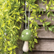 Green Felted Mushroom Ornament