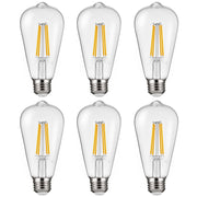6 Pack Edison Bulbs LED, ST19 Vintage Edison Light Bulbs, 7W Dimmable 800 Lumens, 2700K Warm White, E26 Base LED Filament Bulb, Antique Glass Style for Home, Bedroom, Office, Farmhouse