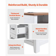 Farmhouse Nightstands, with Charging Station, Set of 2, End Tables with 2 Drawers and Open Shelf, Bedside Storage Cabinets, Rustic Side Tables with USB Port, for Bedroom, Living Room, White