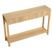 47 in Console Table, Farmhouse Desk Behind the Couch with Drawers and Bottom Storage Shelf, Wooden Rectangle Entrance Narrow Sofa Table for Hallway, Bedroom, Living Room, Foyer, Burlywood