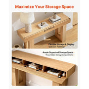 63 in Console Table, Farmhouse Desk Behind the Couch, Wooden Rectangle Entrance Desk, Narrow Long Sofa Table Accent Stand for Hallway, Bedroom, Living Room, Foyer, Easy Assembly, Burlywood