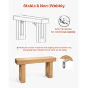 63 in Console Table, Farmhouse Desk Behind the Couch, Wooden Rectangle Entrance Desk, Narrow Long Sofa Table Accent Stand for Hallway, Bedroom, Living Room, Foyer, Easy Assembly, Burlywood
