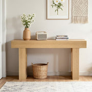 63 in Console Table, Farmhouse Desk Behind the Couch, Wooden Rectangle Entrance Desk, Narrow Long Sofa Table Accent Stand for Hallway, Bedroom, Living Room, Foyer, Easy Assembly, Burlywood