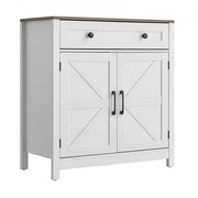 Coffee Bar Cabinet, Farmhouse Coffee Bar Table with Drawer, Buffet Stand Cabinet with 2 Barn Door, Sideboard Buffet Station for Living Room, Entryway, Kitchen, 29.5 x 14.7 x 31.5 in, White