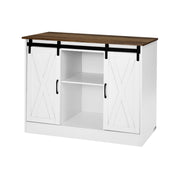 Coffee Bar Cabinet, 41.8 x 15.8 x 32.1 in Farmhouse Coffee Bar Cabinet with 3-Tier Storage, Coffee Bar Table with Barn Doors, Farmhouse Sideboard Buffet Cabinet for Living Room, Entryway